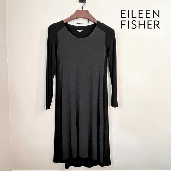 Eileen Fisher Stretch Jersey Panel Midi Dress - Picture 1 of 12